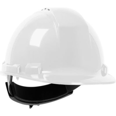 PIP Whistler Cap Style Hard Hat HDPE Shell, Vented 4-Pt Textile Suspension, Ratchet Adjustment, White 280-HP241RV-01